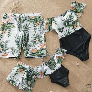 Family matching swimsuits.